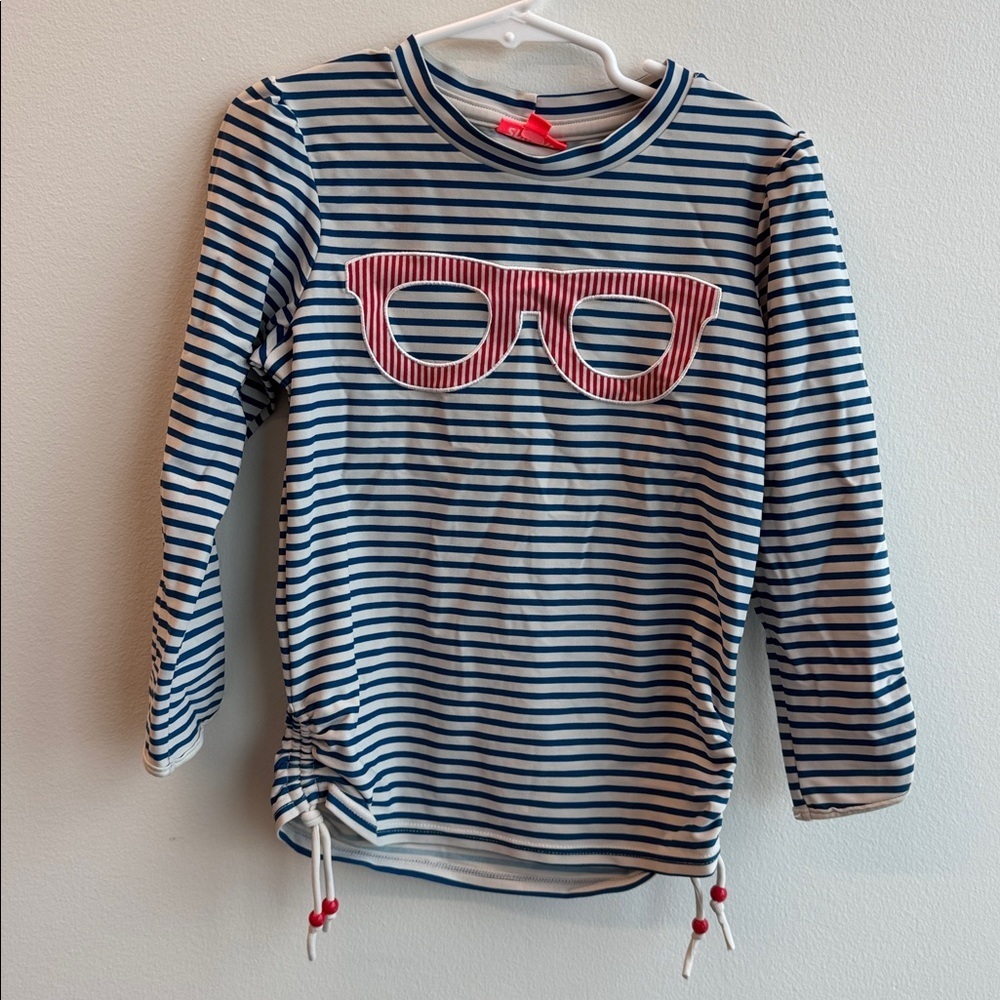 SUNUVA Striped Long Sleeve Sunwear Protection Shirt with Red "Glasses"